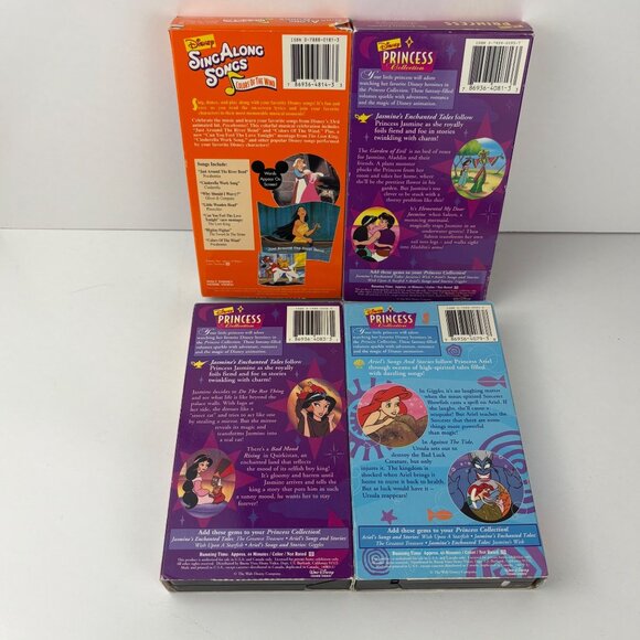 Disney Princess VHS Lot Of 4: Princess Ariel Jasmine Pocahontas & Sing-Along Son - Picture 2 of 3
